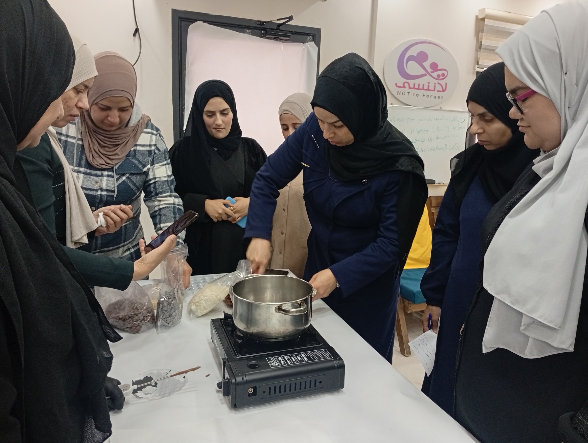 Launching a chocolate-making course as part of the Sumoud project to enhance livelihoods and build sustainable economic skills.